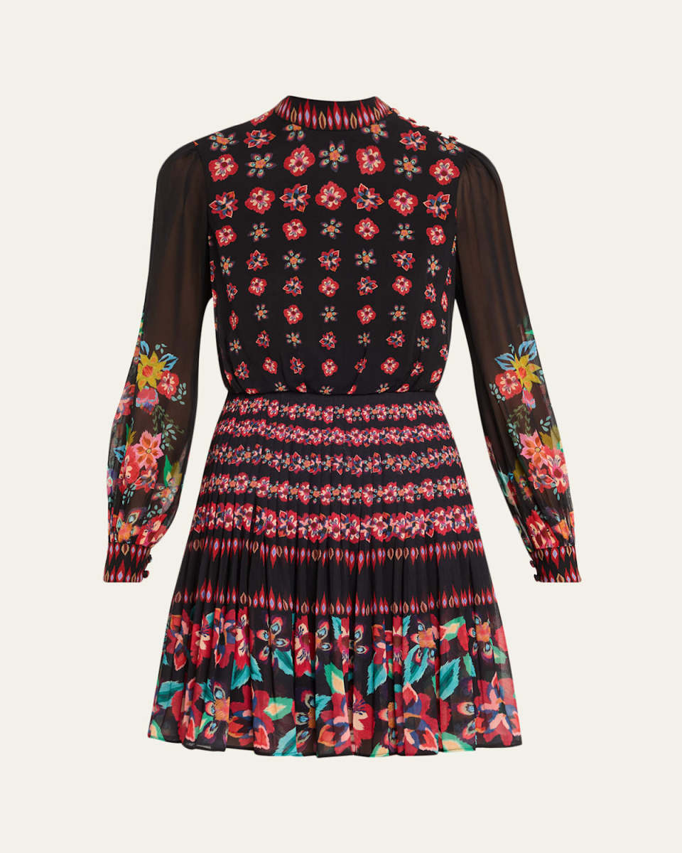 Isa Floral Silk Short Dress